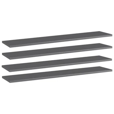 Vidaxl Bookshelf Boards 4 Pcs High Gloss Gray 39.4"x7.9"x0.6" Chipboard, 805392