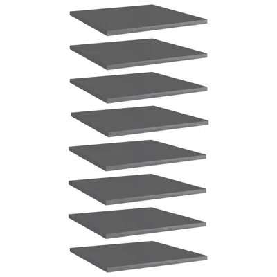 Vidaxl Bookshelf Boards 8 Pcs High Gloss Gray 15.7"x15.7"x0.6" Chipboard, 805185