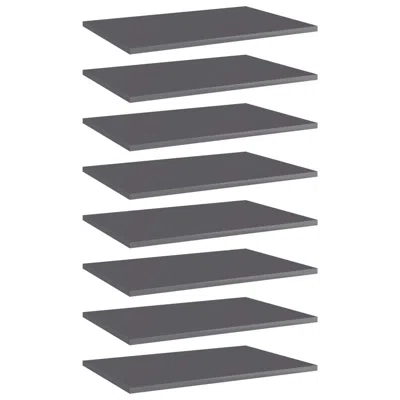 Vidaxl Bookshelf Boards 8 Pcs High Gloss Gray 23.6"x15.7"x0.6" Chipboard, 805265 In Black