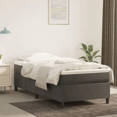 Vidaxl Box Spring Bed Frame Dark Gray 39.4"x74.8" Twin Velvet In Brown
