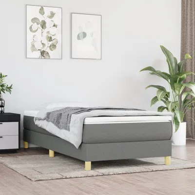 Vidaxl Box Spring Bed Frame Dark Gray 39.4"x79.9" Twin Xl Fabric