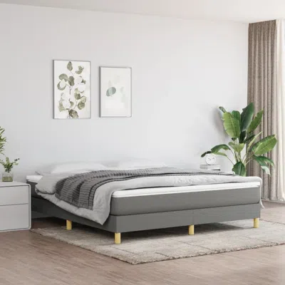 Vidaxl Box Spring Bed Frame Dark Gray 76"x79.9" King Fabric