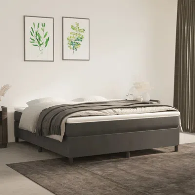 Vidaxl Box Spring Bed Frame Dark Gray 76"x79.9" King Velvet In Neutral