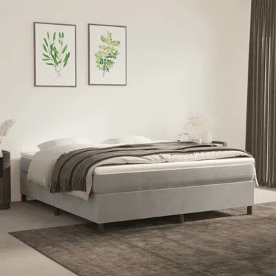 Vidaxl Box Spring Bed Frame Light Gray 72"x83.9" California King Velvet