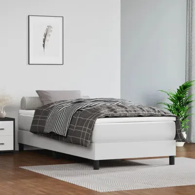 Vidaxl Box Spring Bed Frame White 39.4"x74.8" Twin Faux Leather