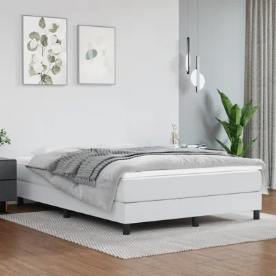 Vidaxl Box Spring Bed Frame White 59.8"x79.9" Queen Faux Leather