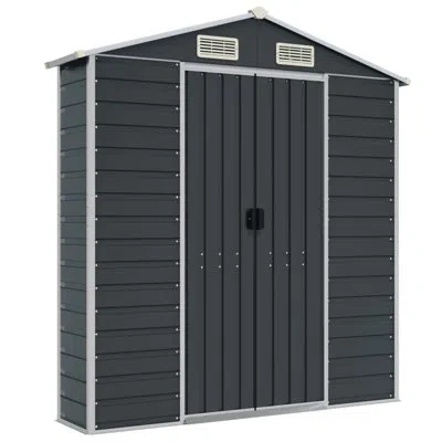 Vidaxl Buckhanon Garden Shed 6.3 X 29.4 X 6.5 Feet Galvanised Steel In Anthracite