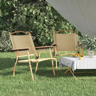 Vidaxl Camping Chairs 2 Pcs Beige 21.3"x21.7"x30.7" Oxford Fabric In Neutral