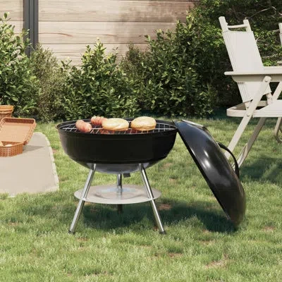 Vidaxl Charcoal Grill Black 14.37 X 14.37 X 15.75 In In Chrome
