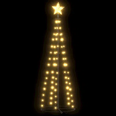 Vidaxl Christmas Cone Tree Warm White 84 Leds Decoration 19.7"x59.1" In Yellow