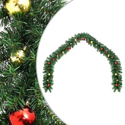 Vidaxl Christmas Garland Decorated With Baubles 16.4', 284305 In Green