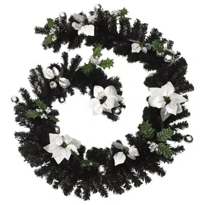 Vidaxl Christmas Garland Holiday Artificial Xmas Garland With Led Lights Pvc In Black,silver