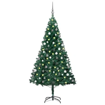 Vidaxl Christmas Tree Decoration Artificial Xmas Tree With Leds And Ball Set In Green