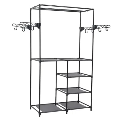 Vidaxl Clothes Rack Steel And Non-woven Fabric 34.3"x17.3"x62.2" Black