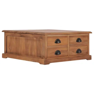 Vidaxl Coffee Table 26.8"x26.7"x11.8" Solid Teak Wood, 286274 In Brown