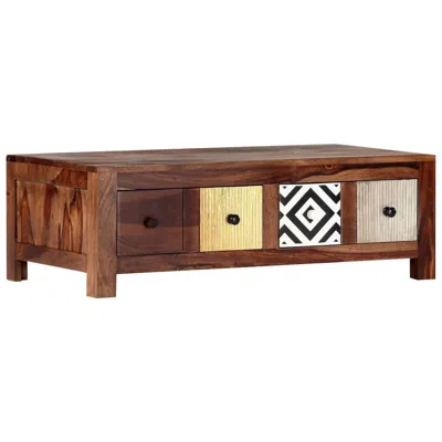Vidaxl Coffee Table 35.4"x19.6"x11.8" Solid Sheesham Wood, 247731 In Brown