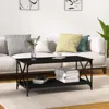 Vidaxl Coffee Table Black 39.4"x19.7"x17.7" Engineered Wood And Iron