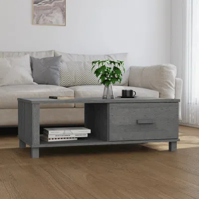Vidaxl Coffee Table Dark Grey Solid Pinewood, Mdf 39.4 X 21.7 X 13.8 In