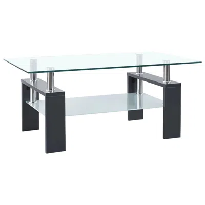 Vidaxl Coffee Table Gray And Transparent 37.4"x21.7"x15.7" Tempered Glass In Black