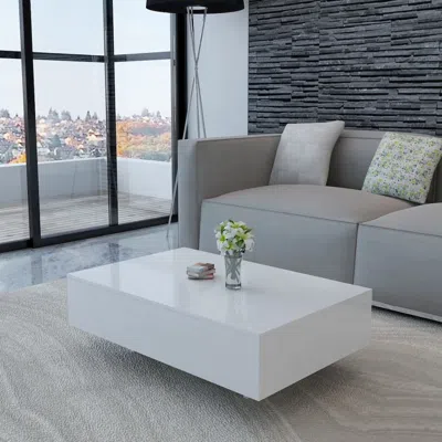 Vidaxl Coffee Table High Gloss White, 244022 In Gray