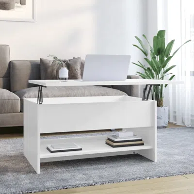 Vidaxl Coffee Table High Gloss White 31.5"x19.7"x15.7" Engineered Wood