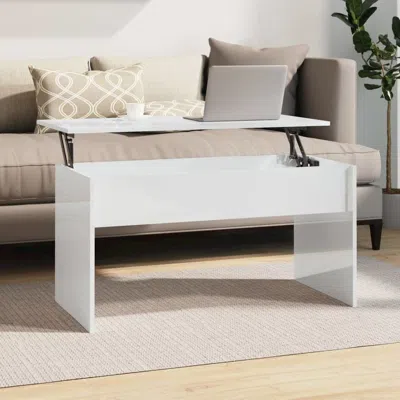 Vidaxl Coffee Table High Gloss White 40.2"x19.9"x20.7" Engineered Wood