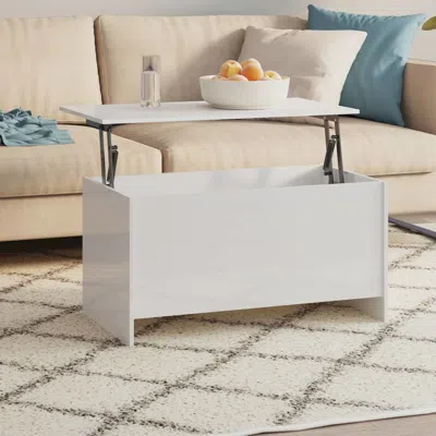 Vidaxl Coffee Table High Gloss White 40.2"x21.9"x20.7" Engineered Wood