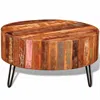 Vidaxl Coffee Table Multicolor Reclaimed Solid Wood, Iron 27.6 In Diameter In Brown