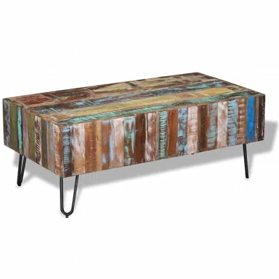 Vidaxl Coffee Table Multicolor Solid Reclaimed Wood And Iron Medium