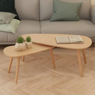Vidaxl Coffee Table Set 2 Pieces Solid Pinewood Brown, 244733 In Neutral