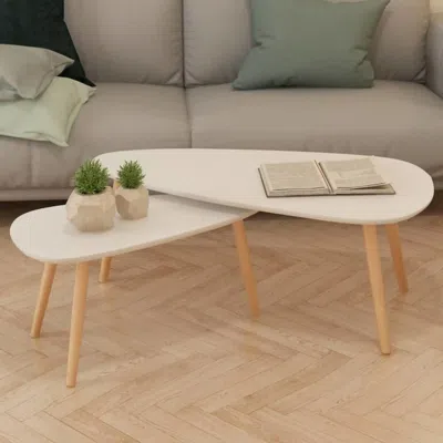 Vidaxl Coffee Table Set 2 Pieces Solid Pinewood White, 244731