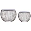Vidaxl Coffee Table Set Of 2 Gold, White Metal, Mdf Large, Small In Gray