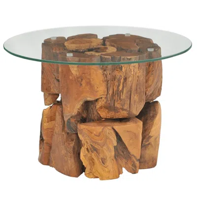 Vidaxl Coffee Table Solid Teak Driftwood 23.6", 243474 In Brown