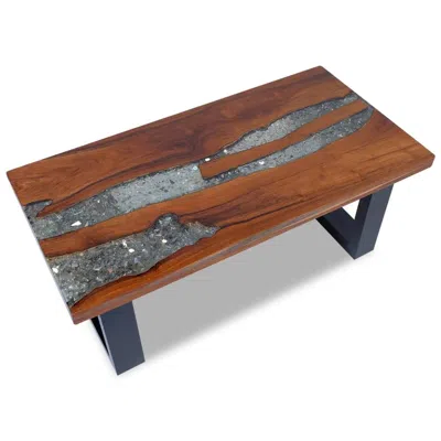 Vidaxl Coffee Table Teak Resin 39.4"x19.7", 243467 In Brown