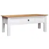 Vidaxl Coffee Table White 39.4"x23.6"x17.7" Solid Pine Wood Panama Range