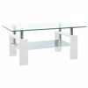 Vidaxl Coffee Table White And Transparent Tempered Glass, Melamine In White
