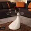 Vidaxl Coffee Table With Round Glass Top High Gloss White, 240320