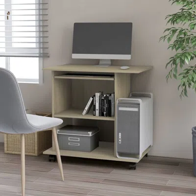 Vidaxl Computer Desk Sonoma Oak 31.5"x19.7"x29.5" Chipboard, 802897 In Gray