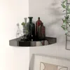 Vidaxl Corner Shelf High Gloss Black Honeycomb Mdf, Metal Small In Black