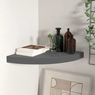 Vidaxl Corner Shelf High Gloss Grey Honeycomb Mdf, Metal 13.8x13.8x1.5 In In Gray