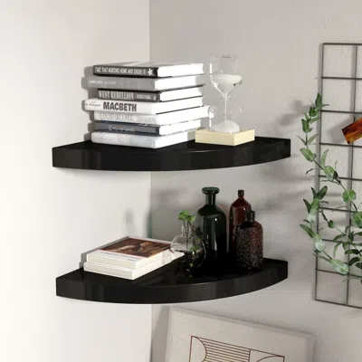 Vidaxl Corner Shelf Set Of 2 Black Honeycomb Mdf, Metal 14 In - Medium