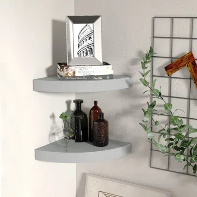 Vidaxl Corner Shelf Set Of 2 Gray Honeycomb Mdf, Metal 9.8x9.8 In