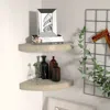 Vidaxl Corner Shelf Set Of 2 Oak Honeycomb Mdf, Metal 9.8x9.8x1.5 In In Neutral