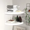 Vidaxl Corner Shelf Set Of 2 White Honeycomb Mdf, Metal In White