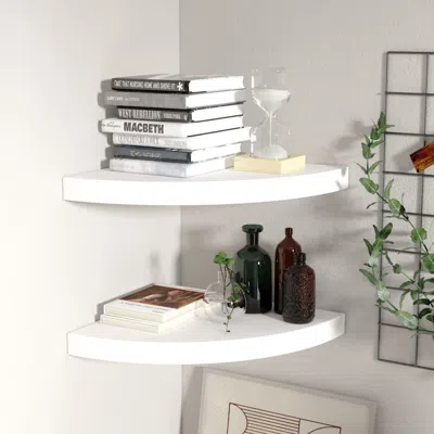 Vidaxl Corner Shelf Set Of 2 White Honeycomb Mdf, Metal