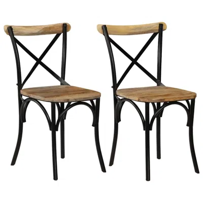 Vidaxl Cross Chairs 2 Pcs Black Solid Mango Wood, 247316 In Brown