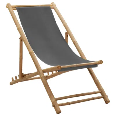 Vidaxl Deck Chair Bamboo And Canvas Dark Gray, 313018