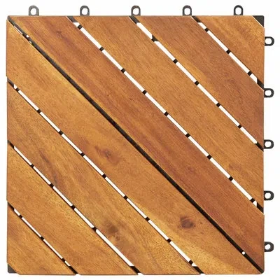 Vidaxl Decking Tile 10 Pcs Brown 11.81 X 11.81 In Acacia Hardwood