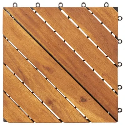Vidaxl Decking Tiles, 11.8"x11.8", Solid Acacia Wood, Weather Resistant