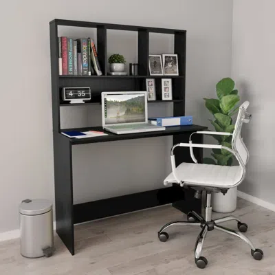 Vidaxl Desk With Shelves Black 43.3"x17.7"x61.8" Chipboard, 800388